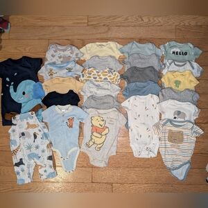 Set Of 24 Baby Boy Onesies Bundle 0-3m